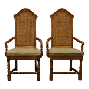 Set of 2 Drexel Heritage Chartwell Collection Cane Back Dining Arm Chairs 164-831