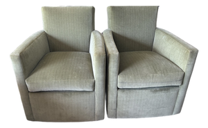 Upholstered Swivel Chairs Pair