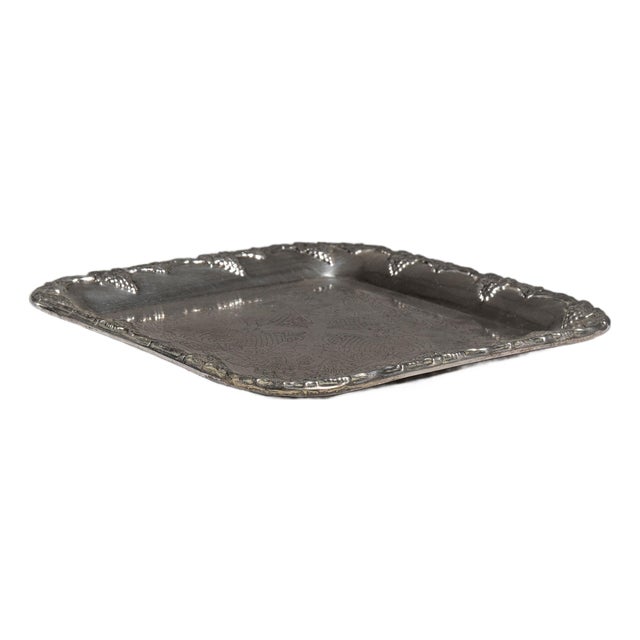 Early 20th Century France Baroque Gray Metal Tray For Sale