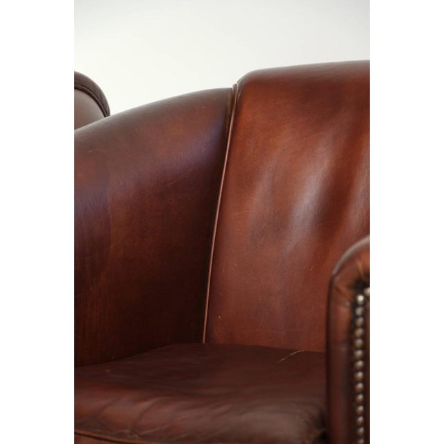 Sheepskin Club Armchairs in Dark Cognac, Set of 2 For Sale - Image 12 of 15