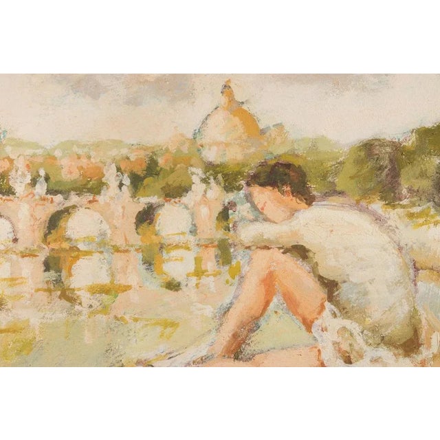 Franco Marzilli, Ballerina with View of Rome, Oil Painting, 1970s For Sale - Image 6 of 6