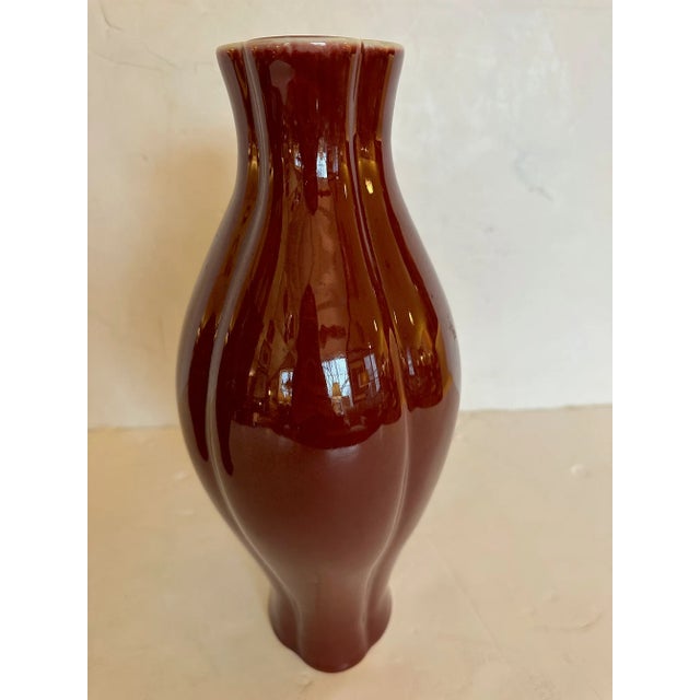 Oxblood Red Maitland Smith Ox Blood Glazed Ceramic Vases -A Pair For Sale - Image 8 of 9