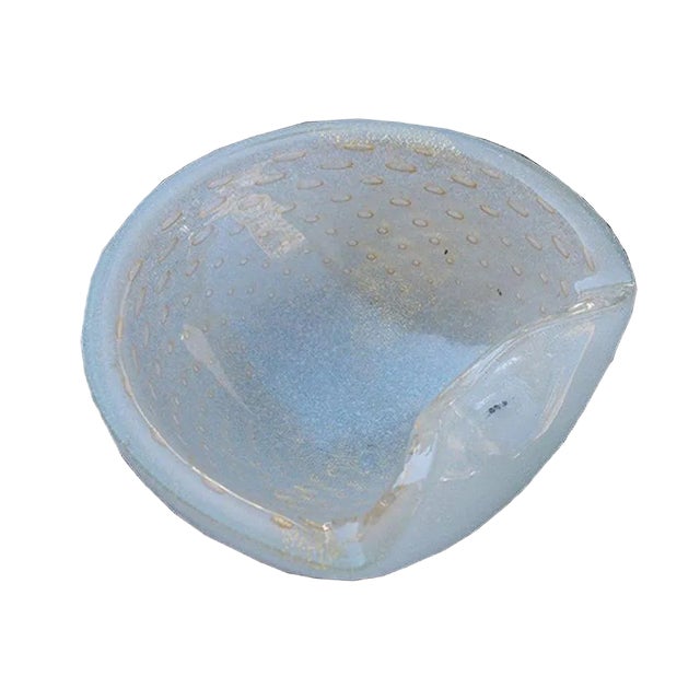 Gold and Opaline Murano Glass Bowl from Seguso, 1950s For Sale