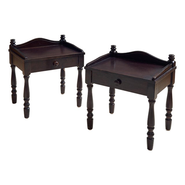 The Vintage Pair of Swedish Painted Pine Nighstands, 1950s For Sale