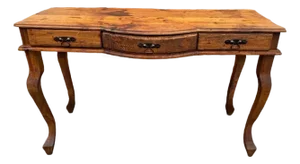 Vintage French Provincial Rustic Farmhouse Style Three Drawer Console Table/ Table Desk