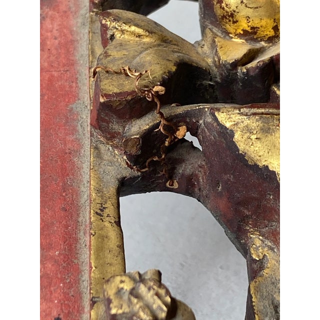 Gold Antique Chinese Carved Gilt Decorative Panel For Sale - Image 8 of 9