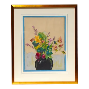 "Vase of Summer Flowers, Aug. '44", Original Watercolor/Gouache Painting