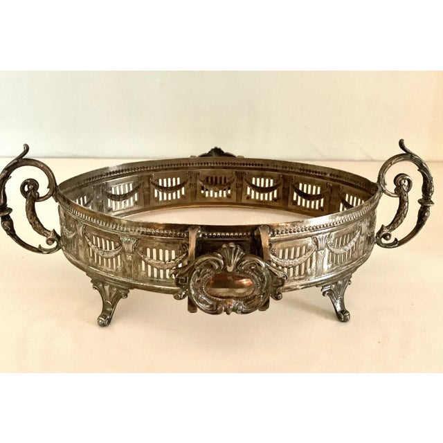 Late 19th Century Silver Plate Wide Gallery Handled Oval Tray For Sale In Los Angeles - Image 6 of 11