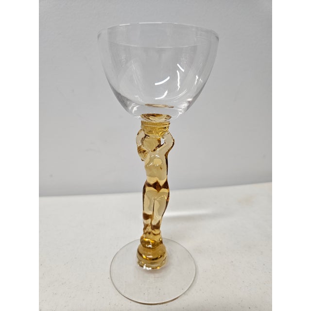 Amber Early 20th Century Cambridge Glass Company Amber Nude Cocktail Glasses -Set of Four For Sale - Image 8 of 11