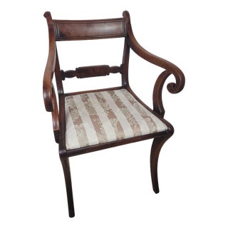Antique Victorian Upholstered Mahogany Carver Armchair, 1890 For Sale