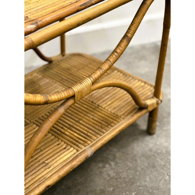Large French Riviera Rattan Bar Cart with Bottle Holder, 1960s For Sale - Image 11 of 14