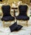 French Louis XV Tufted Black Velvet Accent Chair With Hand-Finished Gold Leaf Frame & Matching Pillow For Sale - Image 4 of 4