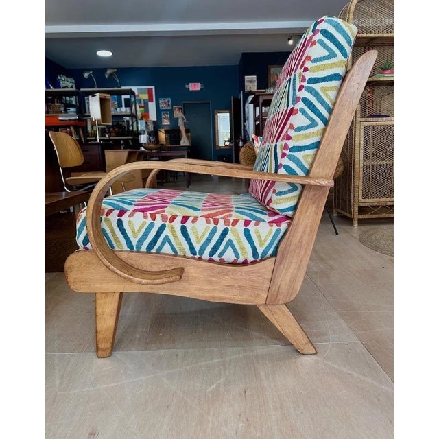 Early 1950s Solid Maple Armchair W/Multi Colored Upholstery For Sale - Image 9 of 11