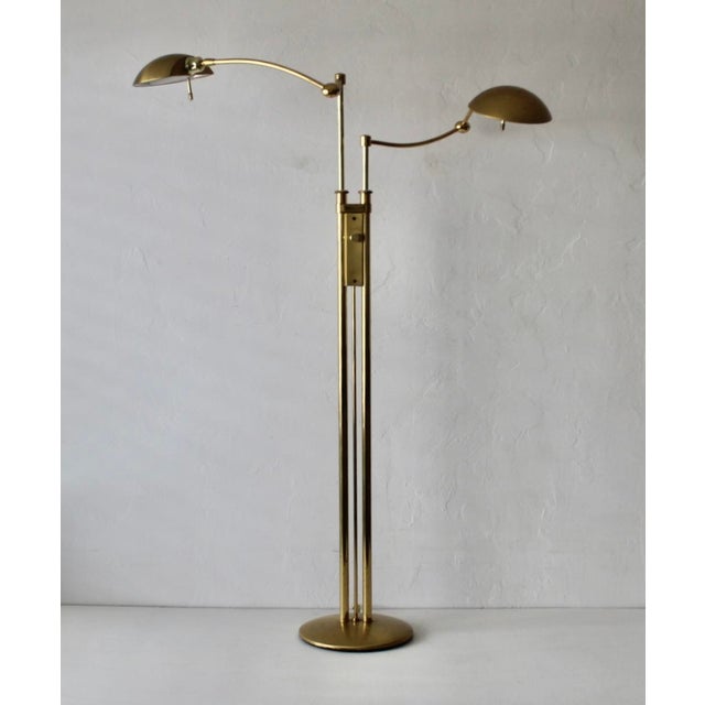 1980s Postmodern Adjustable Two Light Brass Floor Lamp by Holtkoetter Luechten For Sale - Image 9 of 17