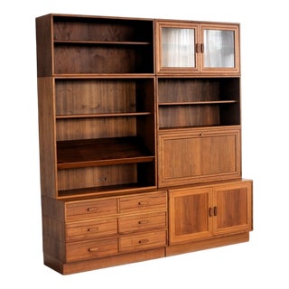 Vintage Modular Wall Cabinet in Glass and Teak, 1960s For Sale