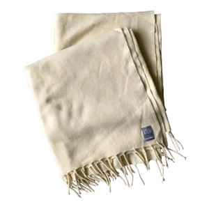 Opulent Felted Cashmere Blanket With Fringe (Winter White)