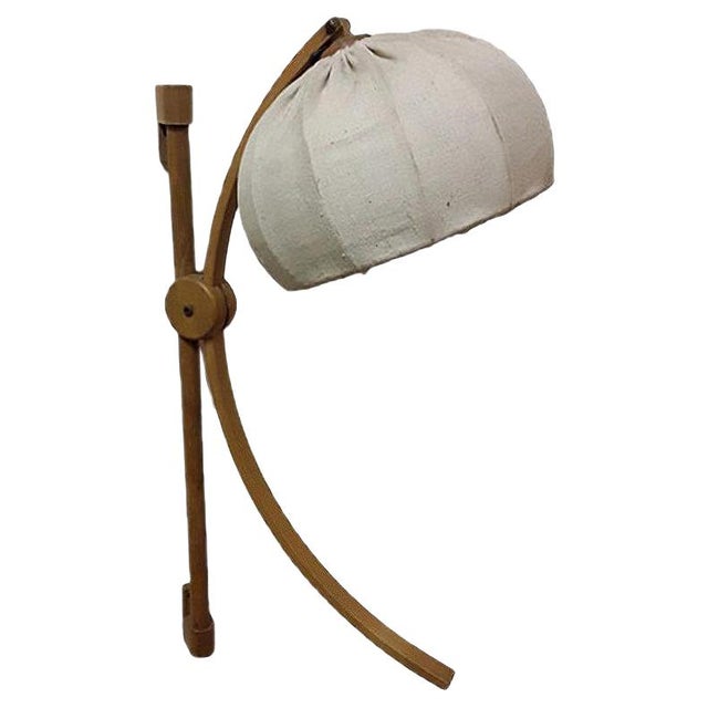 Beige Light Oak Sconce with Beige Wool Shade, 1970s For Sale - Image 8 of 8