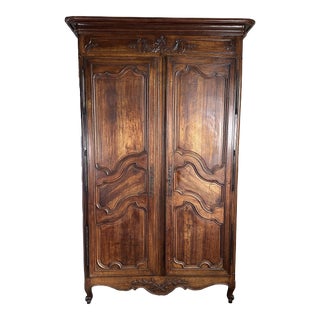 18th Century Carved Walnut French Armoire For Sale