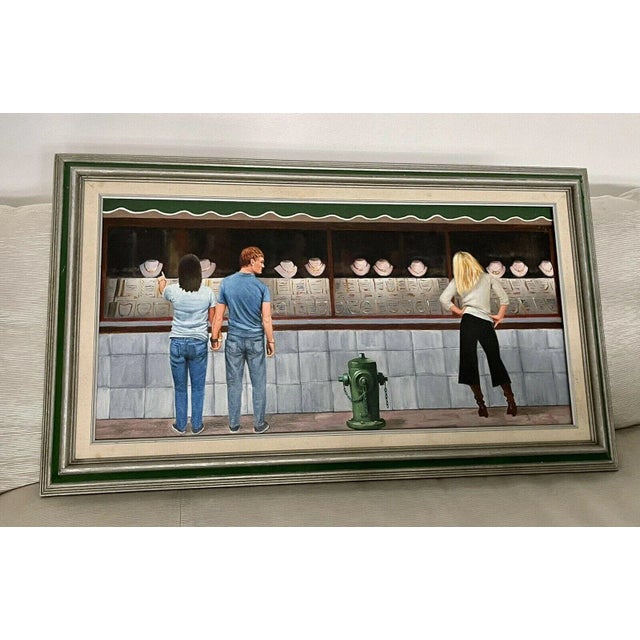 Textile 1990s “Greener Grass” Realist Figurative Oil Painting by Irv Rudley, Framed For Sale - Image 7 of 7