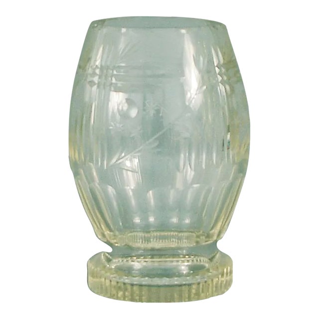 From France: Art Deco Period Wheel-Cut Lightly Colored Exceptional Glass Vase For Sale