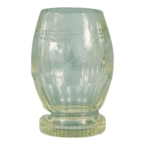 From France: Art Deco Period Wheel-Cut Lightly Colored Exceptional Glass Vase