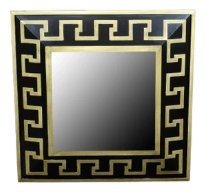 Black Carved Greek Key Accent Beveled Mirror by Sterling