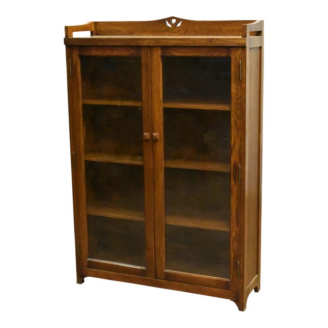 Crafters and Weavers Mission Bookcase / Curio Cabinet - Michael's Cherry For Sale