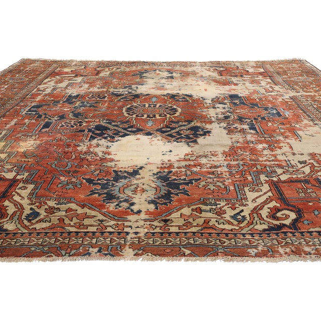 Modern Late 19th Century Antique Persian Serapi Rug - 10'06 X 12'08 For Sale - Image 3 of 9