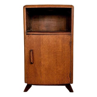Oak Bedside Cabinet and Compact Utility Cupboard, 1950s For Sale