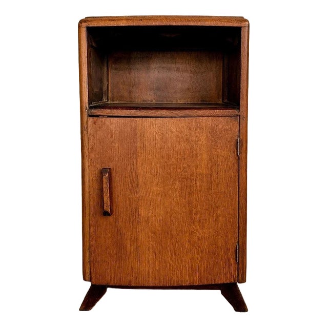 Oak Bedside Cabinet and Compact Utility Cupboard, 1950s For Sale