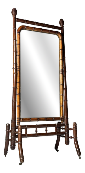 Faux Bamboo Cheval Mirror, 1900s