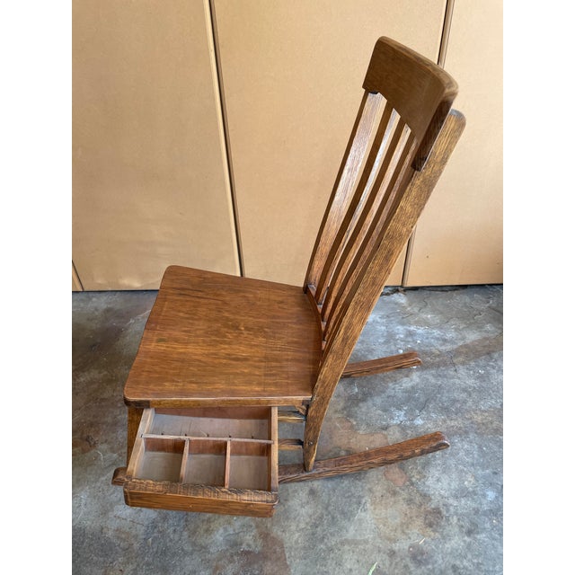 American Rare Antique Chittenden & Eastman "Square Brand" Oak Sewing Rocker – C. 1910 For Sale - Image 3 of 6