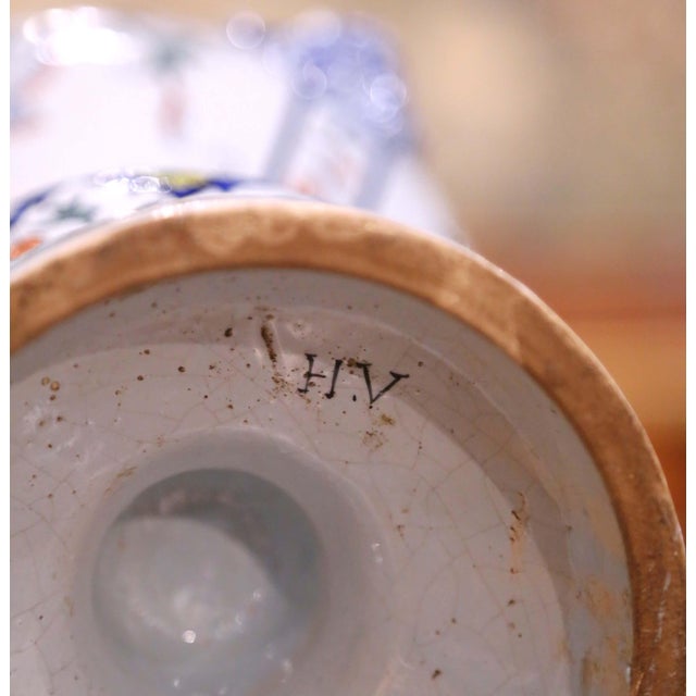 19th Century French Rouen Revival Faience Covered Urn With Ram Masks For Sale - Image 11 of 11