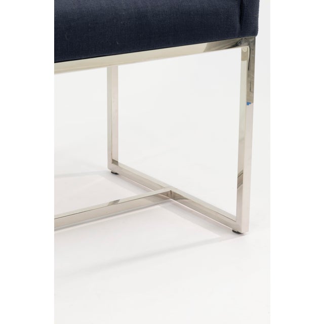 Set of 8 Restoration Hardware Blue Upholstered Dining Chairs For Sale In Detroit - Image 6 of 10