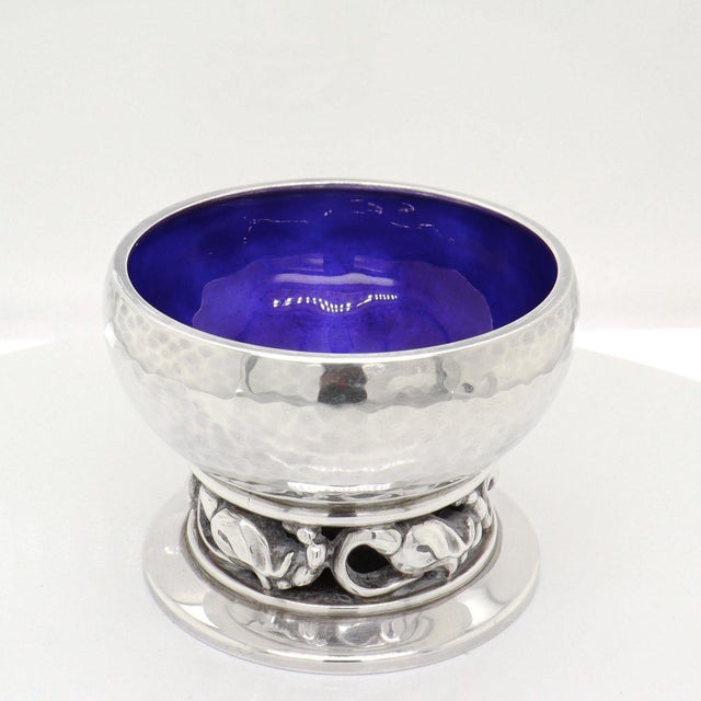 Signed Georg Jensen Sterling Silver Blossom Pepper Shaker & Salt Cellar Pair #2a For Sale In Philadelphia - Image 6 of 18