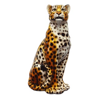 Leopard Statue in Ceramic by Ceramiche Boxer For Sale