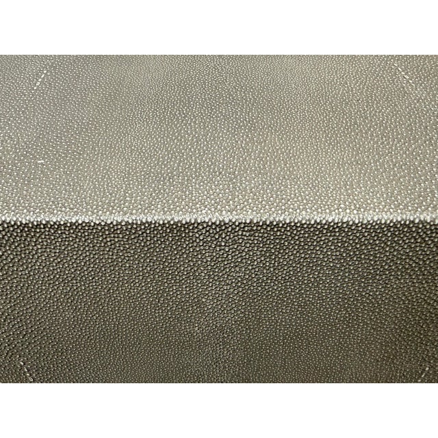 Restoration Hardware Gray Shagreen Plinth Side Tables, Pair For Sale - Image 9 of 12