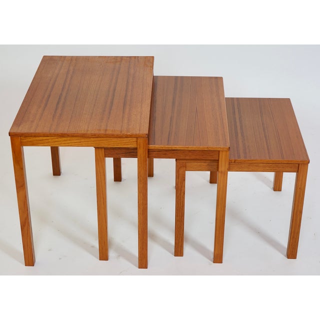Bent Silberg Mobler Vintage Bent Silberg Mobler Danish Modern Nesting Tables - Set of 3 For Sale - Image 4 of 8