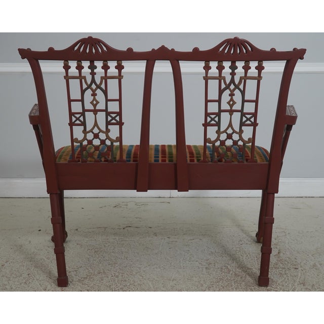 Chinese Chippendale Style Painted Finish Settee Bench For Sale - Image 17 of 18