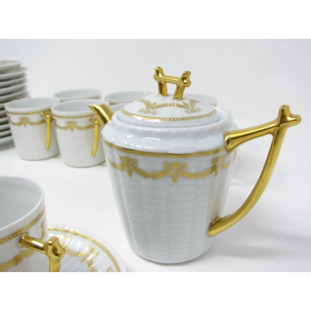 Vintage Robert Haviland & C. Parlon Limoges Porcelain Demitasse Tea or Coffee Set With Gold Decoration - 24 Pieces For Sale - Image 10 of 13
