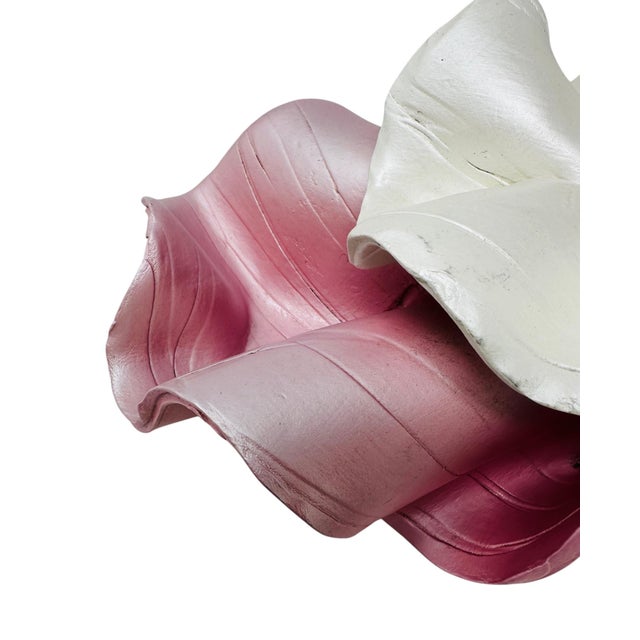 Large 15" Keith Fortley Signed Post-Modern Sculptural Flower Centerpiece – Pink & Opalescent White For Sale In Tampa - Image 6 of 17