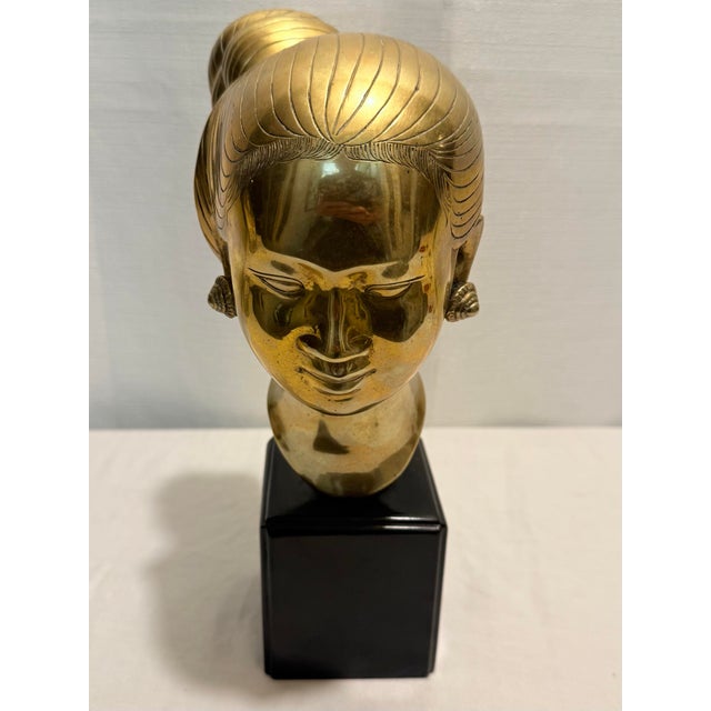 Mid 20th Century Mid-Century Polished Bronze Bust "Head of a Young Woman" - Nguyen Thanh Le Design (Siam Bronze Edition) For Sale - Image 5 of 11
