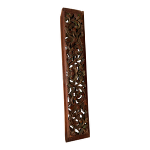 Antique Carved Teak Floral Design Wall Accent, Above Door Salvaged Panel