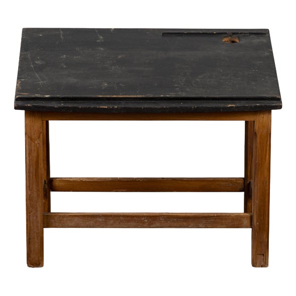 Solid Wood Slanted Student Desk with Pen Holder | Chairish