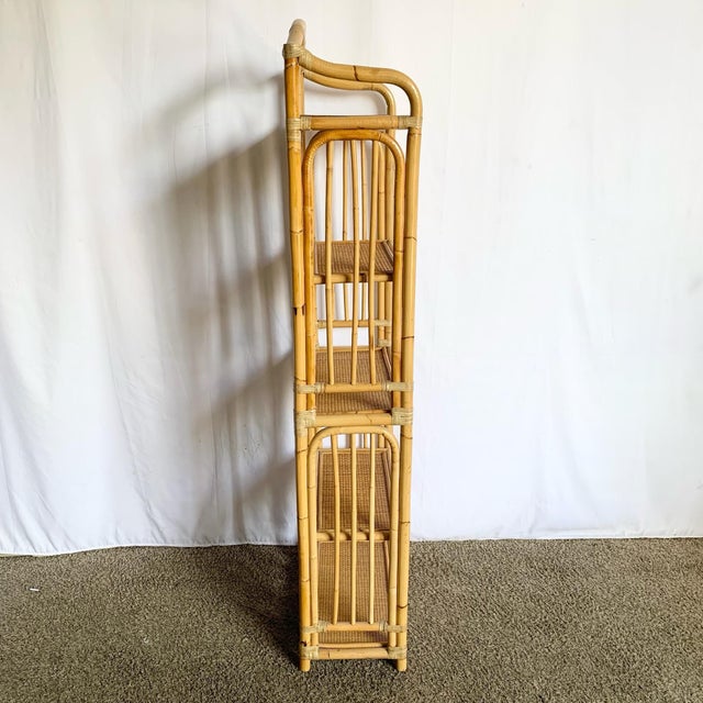 Boho Chic Bamboo Rattan Wicker Etagere For Sale In Miami - Image 6 of 9