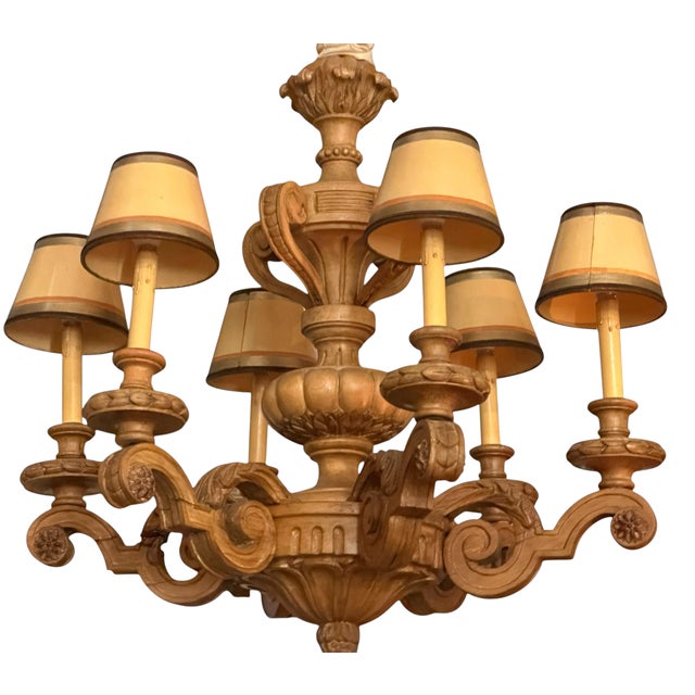 Wood Antique Gustavian Style Swedish Beechwood Chandelier For Sale - Image 7 of 9