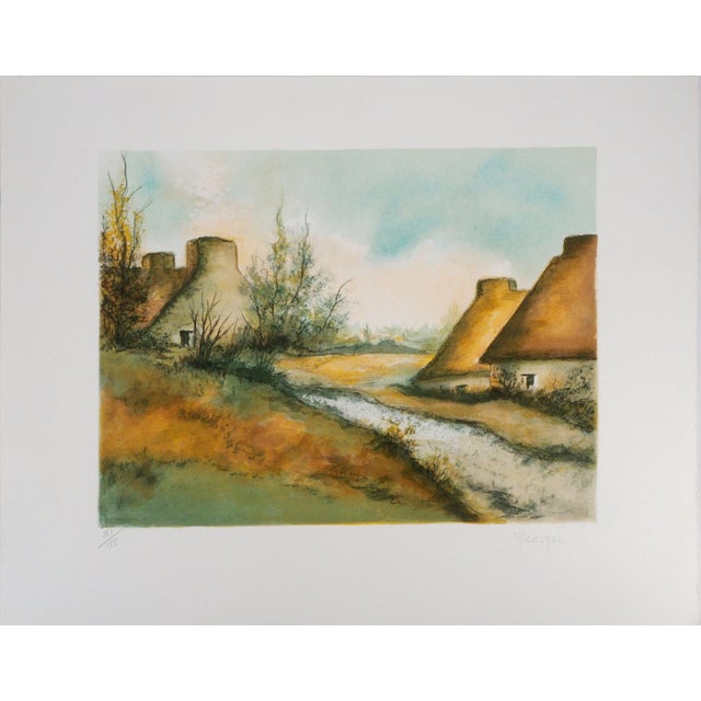 Marguerite Maduzac, Les Chaumières de Bretagne, Lithograph For Sale