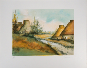 Marguerite Maduzac, Les Chaumières de Bretagne, Lithograph