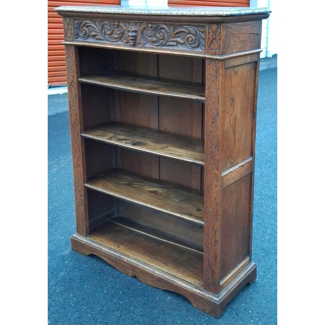 Brown Victorian Renaissance Carved Oak Bookcase, Circa 1880s For Sale - Image 8 of 13