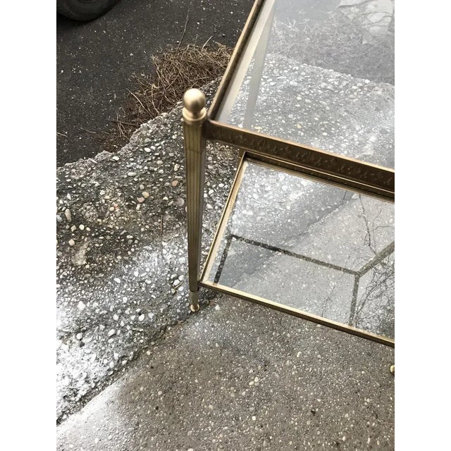 Hollywood Regency Style Brass and Glass Two-Tier Side Table, 1960s For Sale - Image 6 of 11